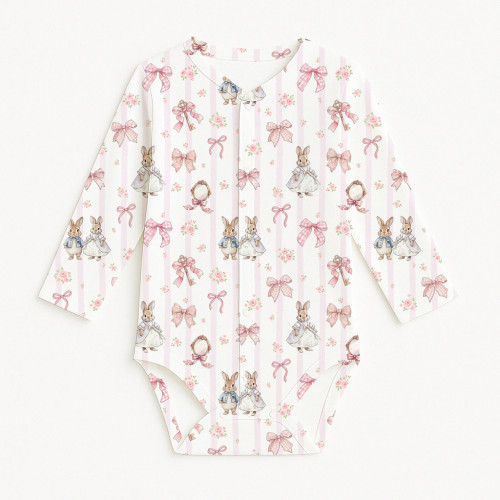 Боді Передня застібка з довгим рукавом для немовлят BLS005  LULU PINK