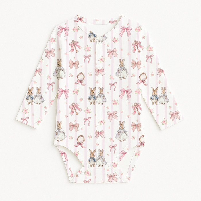 Боді Передня застібка з довгим рукавом для немовлят BLS005  LULU PINK