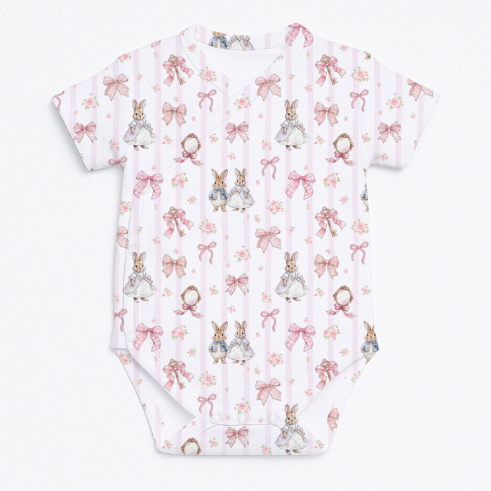 Боді Kimono з кортким рукавом для немовлят BSHL004  LULU PINK