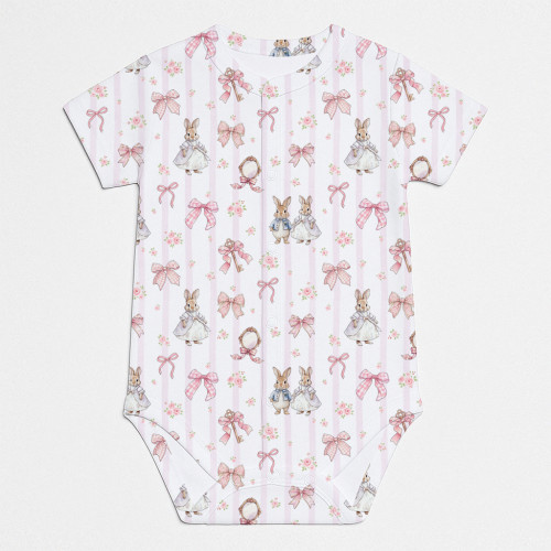 Боді Передня застібка з коротким рукавом для немовлят BSHL009  LULU PINK