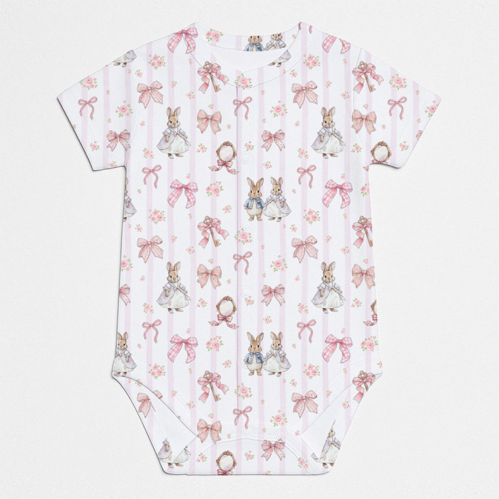 Боді Передня застібка з коротким рукавом для немовлят BSHL009  LULU PINK