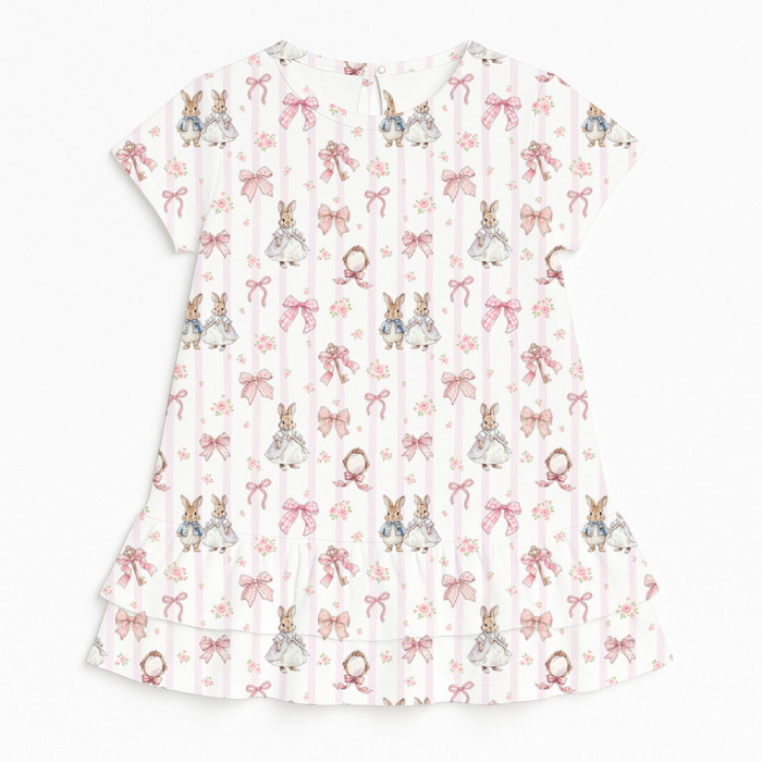 Сукня  з коротким рукавом і оборкою з бавовни Supima DR002 LULU PINK