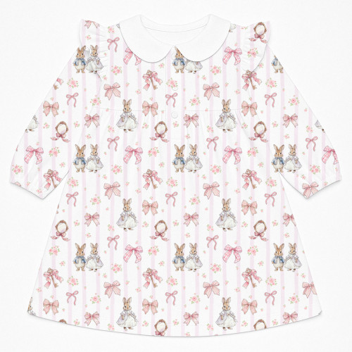 Очаровательное платье с рюшами, воротником и длинным рукавом – DR017CL LULU PINK