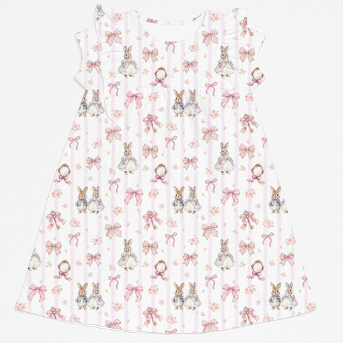 Платье с коротким рукавом и оборкой из хлопка Supima DR018 LULU PINK