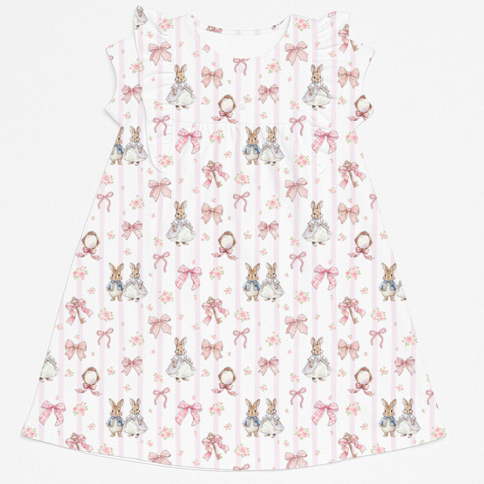 Сукня  з коротким рукавом і оборкою з бавовни Supima DR018 LULU PINK