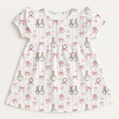 Платье с коротким рукавом и оборкой из хлопка Supima DR019 LULU PINK