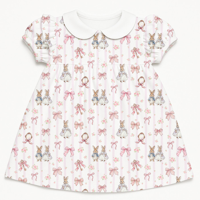 Сукня  з коротким рукавом і оборкою з бавовни Supima DR019CL LULU PINK