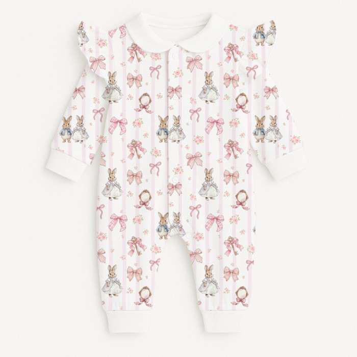 Ромпер з довгим рукавом з комiрцем i рюшками  K070CL LULU PINK