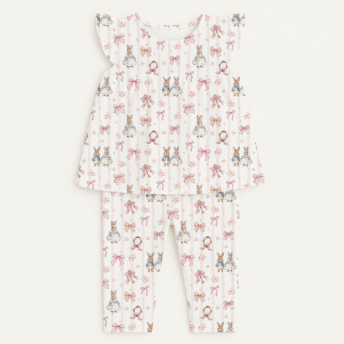 Пижама с кокеткой для девочки из 100% органического хлопка Pima PJ015 LULU PINK