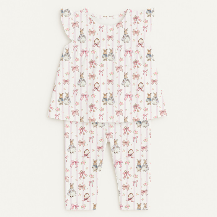 Піжама з кокеткою для дівчинки зі 100% органічної бавовни Pima PJ015 LULU PINK