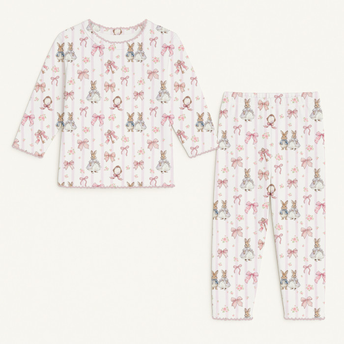 Дитяча піжама з довгим рукавом з 100% pima котона PJ025 LULU PINK