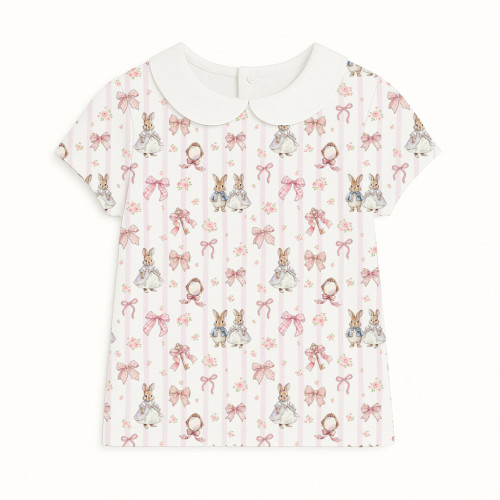 Футболка с коротким рукавом для мальчиков и девочек с воротником TSH001CL LULU PINK