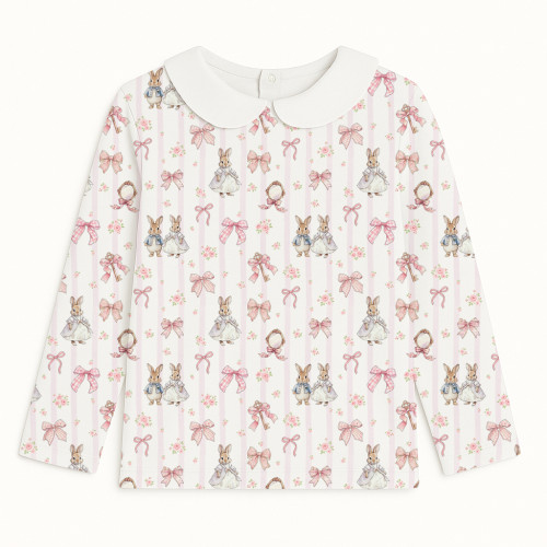 Футболка с длинным рукавом для мальчиков и девочек  з комiрцем TSH002CL LULU PINK