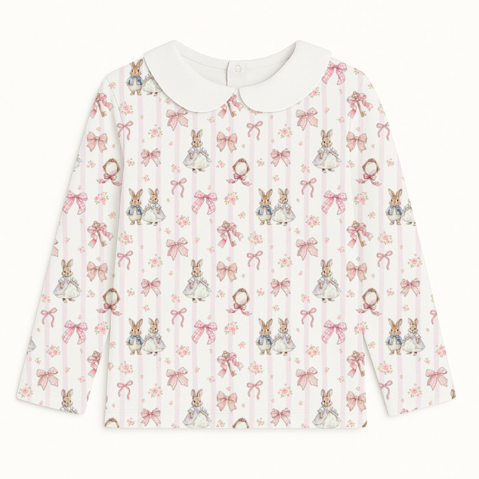 Футболка с длинным рукавом для мальчиков и девочек  з комiрцем TSH002CL LULU PINK