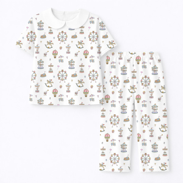 Детская пижама с воротником, короткий рукав  100% Pima Cotton -PJ021 MON CHERIE