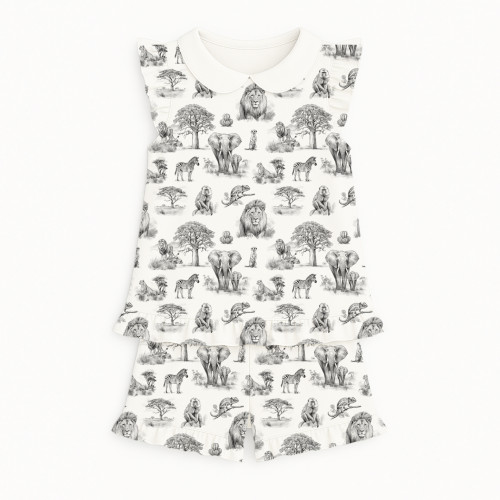 Коротка піжама для дівчаток  з рюшами з комiрцем  із бавовни Supima PJ007CL WILD HORIZONT