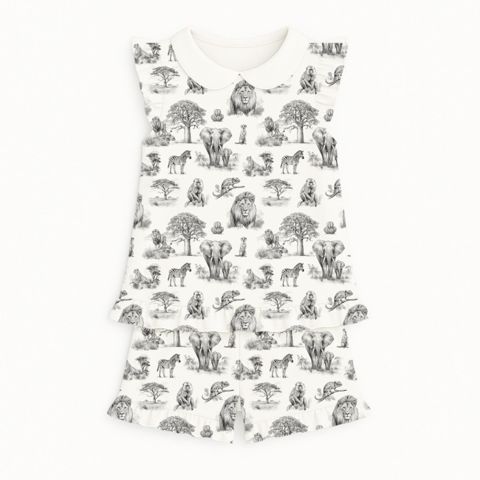 Коротка піжама для дівчаток  з рюшами з комiрцем  із бавовни Supima PJ007CL WILD HORIZONT