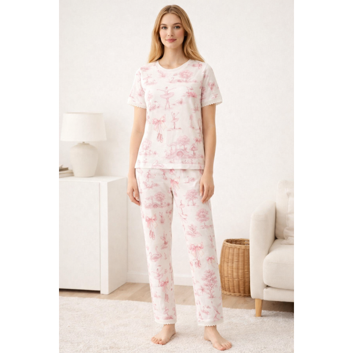Елегантний комплект з футболкою та прямими штанами  100% Supima Cotton PW104 · SWAN LAKE
