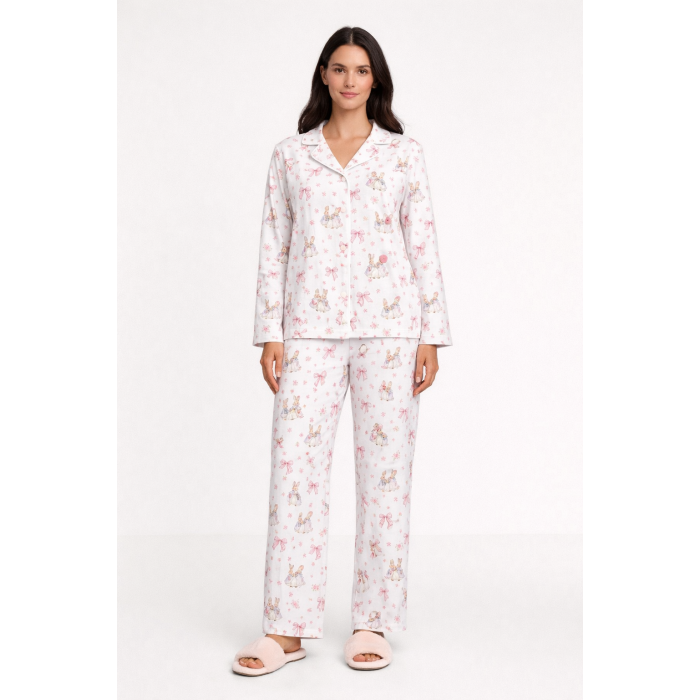 Жіноча класична піжама з англійським коміром та застібкою PW122  LULU PINK