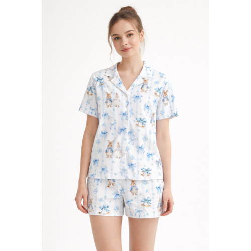Жіноча класична піжама з англійським коміром та застібкою PW123  LULU BLUE