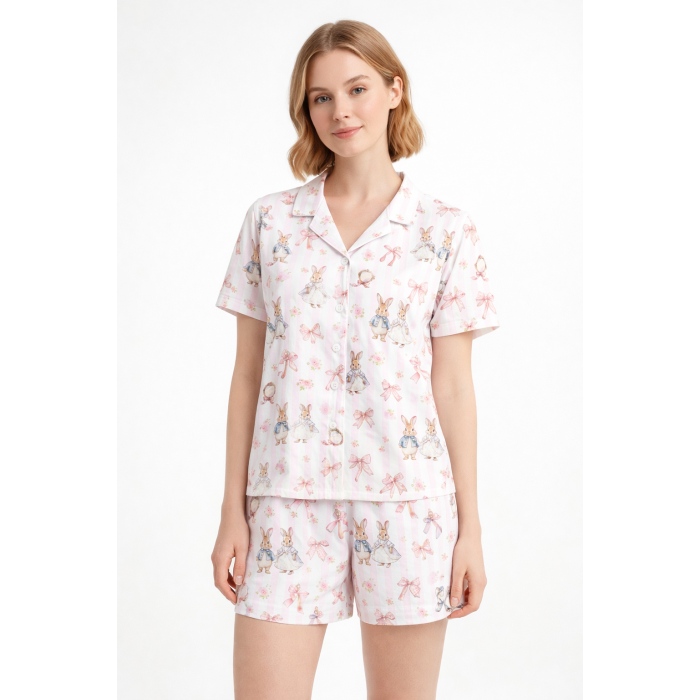 Жіноча класична піжама з англійським коміром та застібкою PW123  LULU PINK