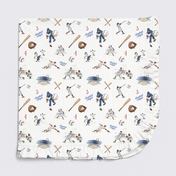 Двошарова дитяча ковдра з рюшей BL002  BASEBALL