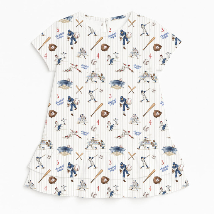 Сукня  з коротким рукавом і оборкою з бавовни Supima DR002 BASEBALL