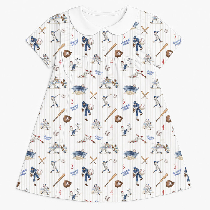 Сукня  з коротким рукавом і оборкою i комірцем з бавовни Supima DR018CL BASEBALL