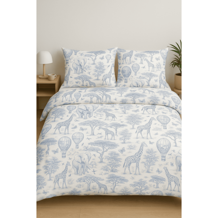Комплект постільної білизни LIN001  BLUE TOILE AFRICA – для дитячого та підліткового ліжечка
