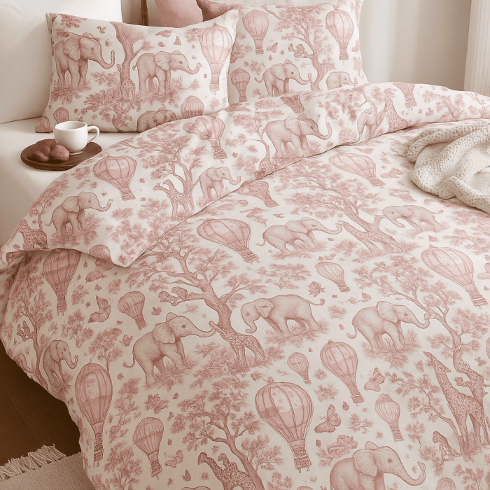 Комплект постільної білизни LIIN001 PINK TOILE AFRICA – для дитячого та підліткового ліжечка