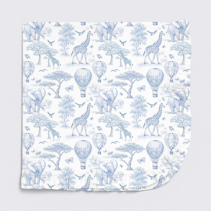 Двошарова дитяча ковдра з рюшей BL002  BLUE TOILE AFRICA