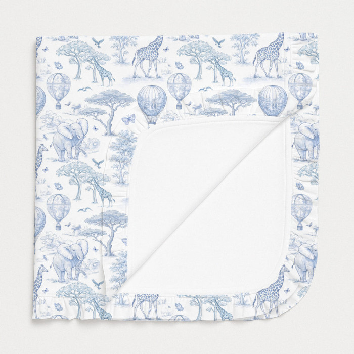 Двошарова дитяча ковдра з рюшей BL002  BLUE TOILE AFRICA