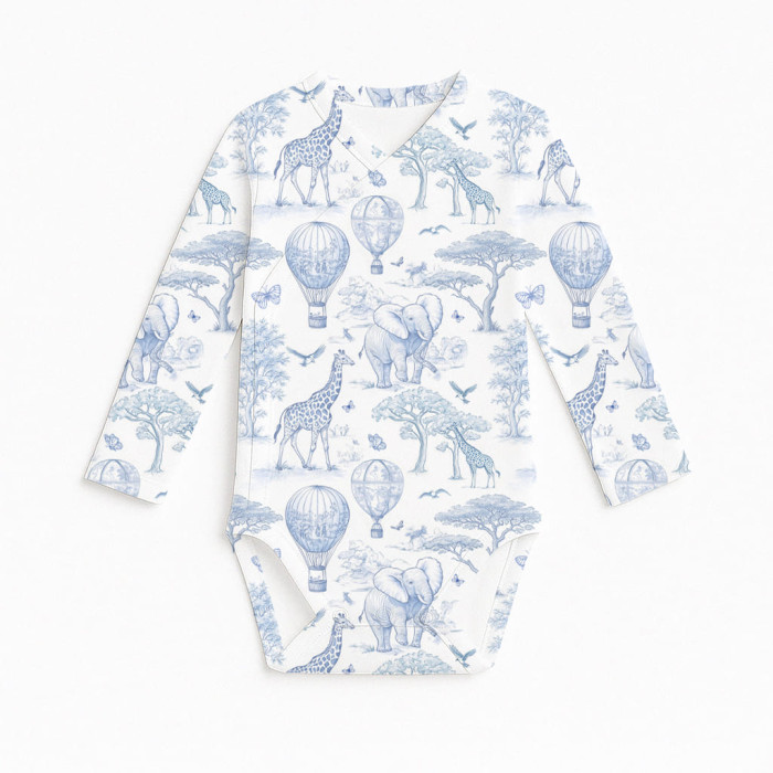 Боді Kimono з довгим рукавом для немовлят BLS004 BLUE TOILE AFRICA