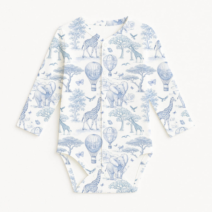 Боді Передня застібка з довгим рукавом для немовлят BLS005  BLUE TOILE AFRICA