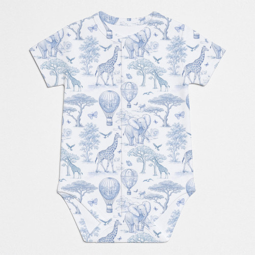 Боди Передняя застежка с коротким рукавом для малышей BSHL009  BLUE TOILE AFRICA