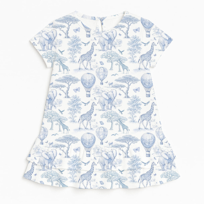 Сукня  з коротким рукавом і оборкою з бавовни Supima DR002 BLUE TOILE AFRICA