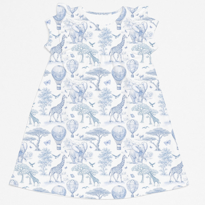 Сукня  з коротким рукавом і оборкою з бавовни Supima DR018 BLUE TOILE AFRICA
