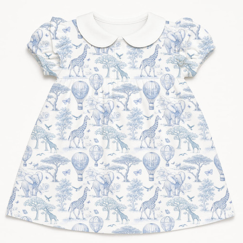 Сукня  з коротким рукавом і оборкою з бавовни Supima DR019CL BLUE TOILE AFRICA