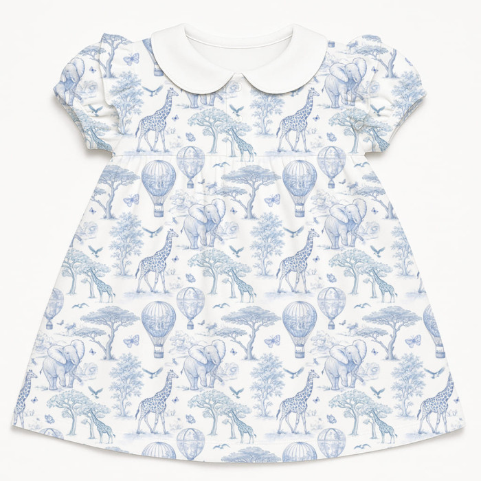 Сукня  з коротким рукавом і оборкою з бавовни Supima DR019CL BLUE TOILE AFRICA