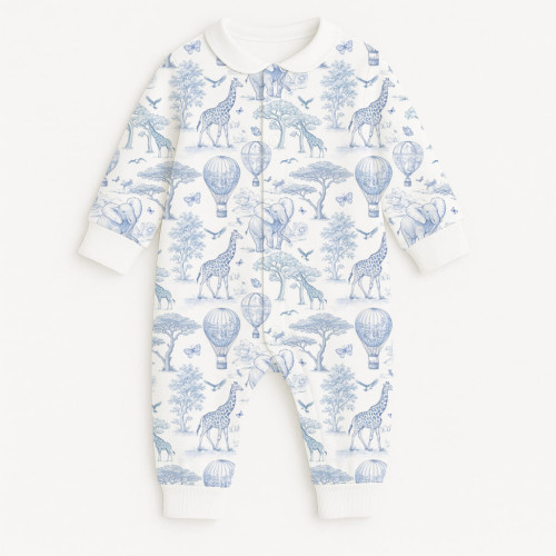 Ромпер с длинным рукавом и воротником K060CL BLUE TOILE AFRICA