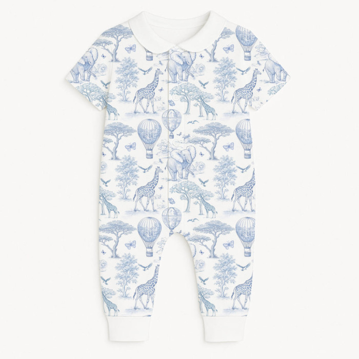 Ромпер з коротким рукавом i комірцем K061CL BLUE TOILE AFRICA