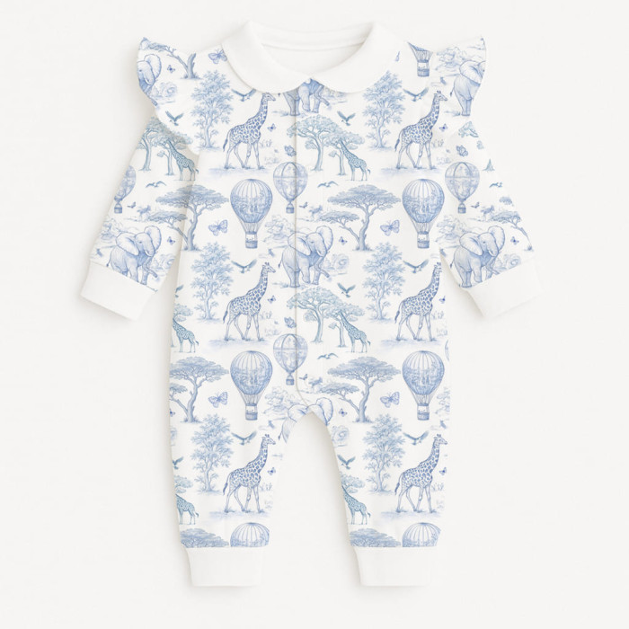 Ромпер з довгим рукавом з комiрцем i рюшками  K070CL BLUE TOILE AFRICA
