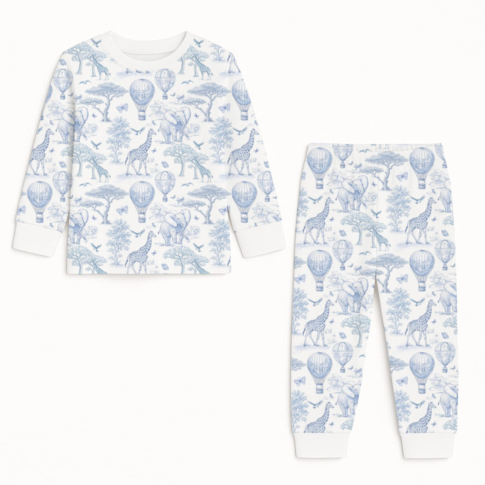 Дитяча піжама з довгим рукавом з 100% pima котона PJ001 BLUE TOILE AFRICA