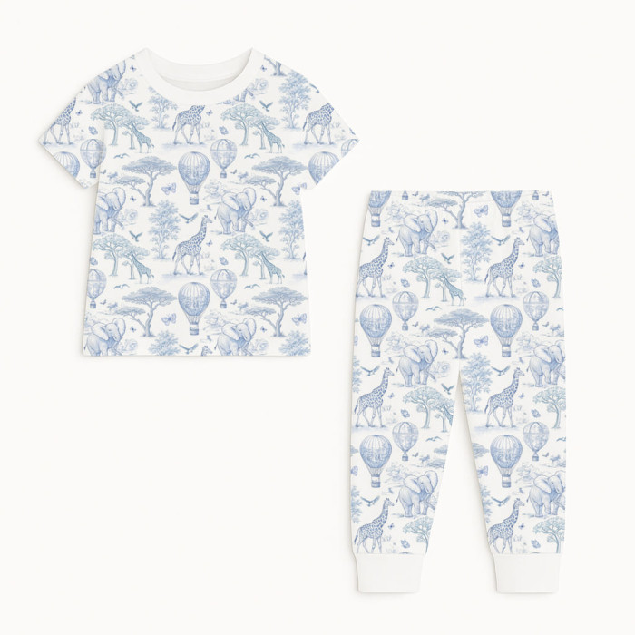 Піжама з візерунком із супіма бавовни PJ008 BLUE TOILE AFRICA