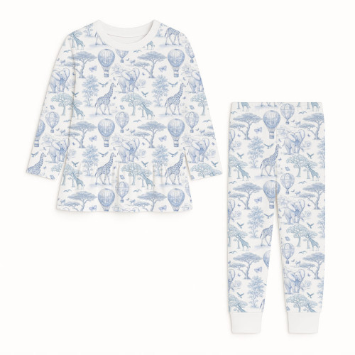 Піжама для дівчаток з бавовни Supima з довгим рукавом — модель PJ009 BLUE TOILE AFRICA