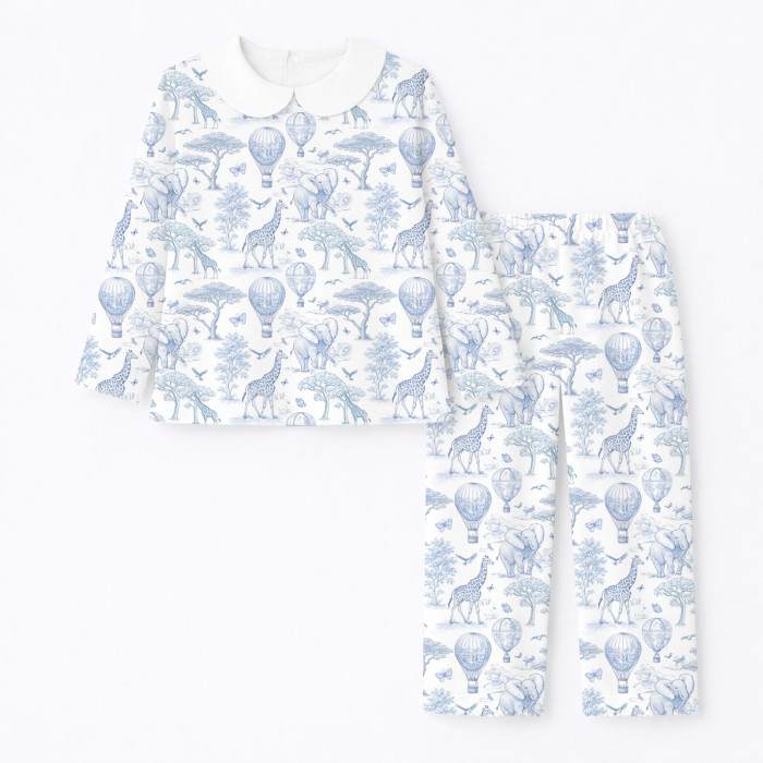 Дитяча піжама з комірцем 100% pima котона PJ020 BLUE TOILE AFRICA