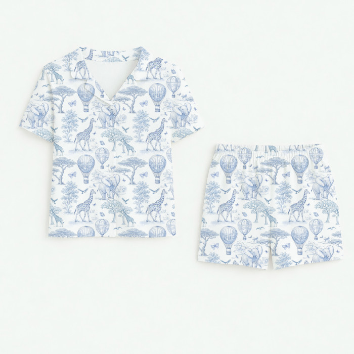 Дитяча піжама з коротким рукавом і шортами PJ023 BLUE TOILE AFRICA