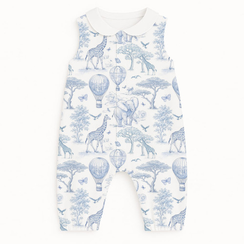 Длинный песочник с рукавами и воротником Supima R009CL BLUE TOILE AFRICA