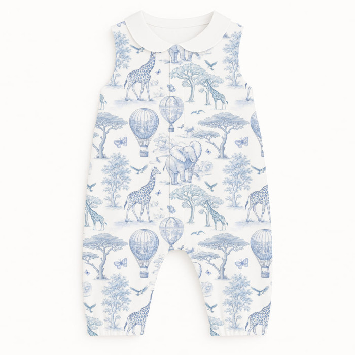 Довгий пісочник з рукавами i комерцем з бавовни Supima R009CL BLUE TOILE AFRICA