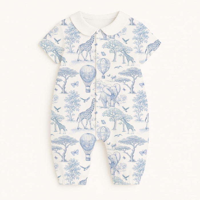 Довгий пісочник із рукавами з бавовни з комiрцем Supima R017 BLUE TOILE AFRICA